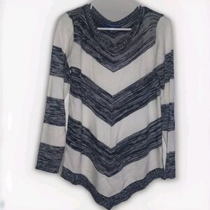 Apt 9 Herringbone Blue White Sweater Size M School Cute Office Travel Soft